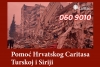 Pomoć u stradalima u potresima Turskoj i Siriji; Donacijski telefon Hrvatskog Caritasa 060 9010